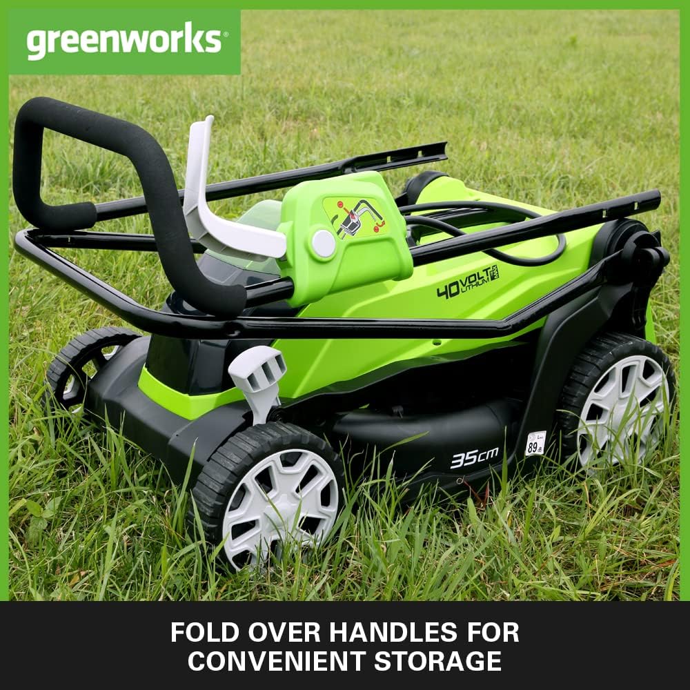 Greenworks 40V Kabelloser Akku Rasenmäher für Flächen bis zu 400 m², 35 cm Schnittbreite, 40-Liter-S