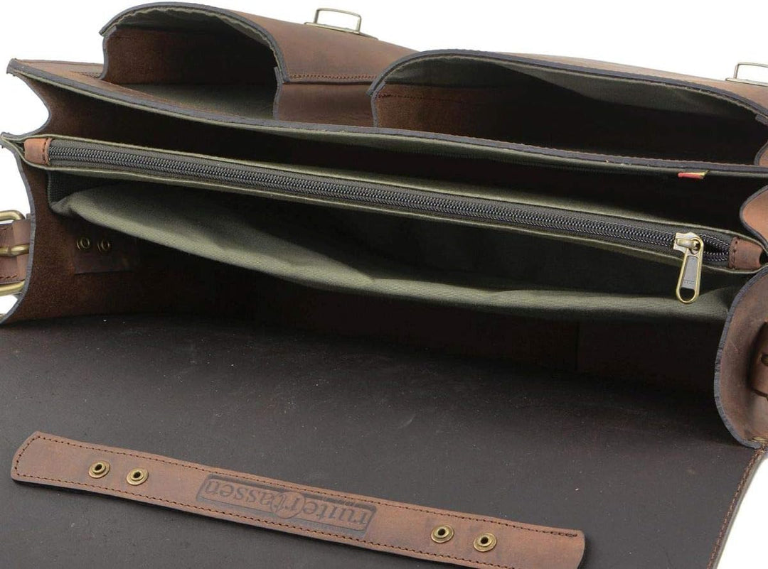 Ruitertassen Lehrertasche Leder Schultasche Aktentasche 2 Fächer Ranger braun Tasche für Schule Uni
