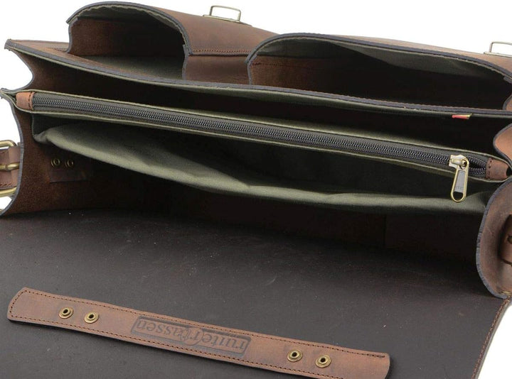 Ruitertassen Lehrertasche Leder Schultasche Aktentasche 2 Fächer Ranger braun Tasche für Schule Uni