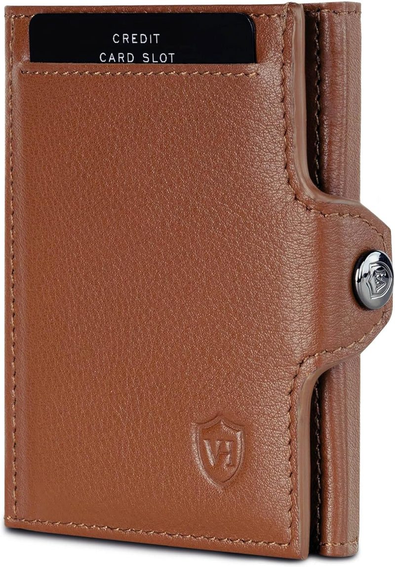 VON HEESEN Slim Wallet mit XL Münzfach & RFID-Schutz - Mini Geldbörse Herren & Damen - Kartenetui Ge