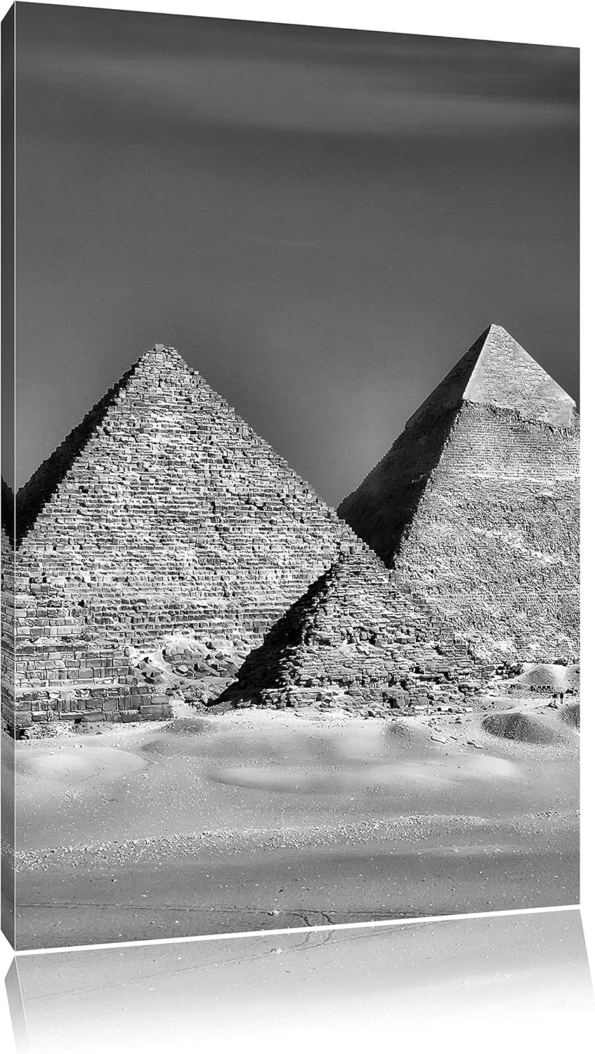 Pixxprint Monocrome, Beeindruckenden Pyramiden von Gizeh, Format: 100x70 auf Leinwand, XXL riesige B