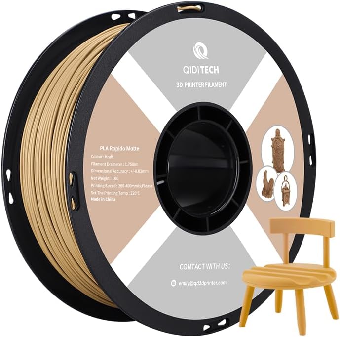 QIDI TECH Matte PLA Rapido Filament 1.75mm, PLA Matte 3D Drucker Filament 1kg Spule (2.2lbs), Geeign