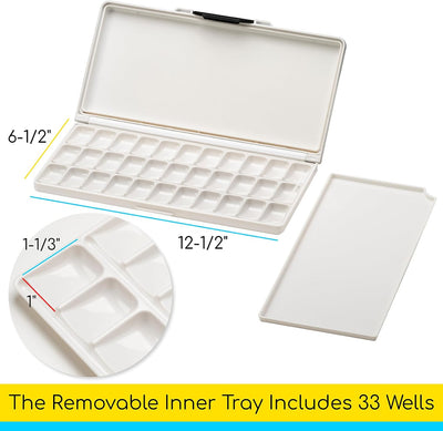 MEEDEN Luftdichte Mischpalette, 33 Wells Künstler Deckel, Aquarell Palette mit grossen Mischflächen
