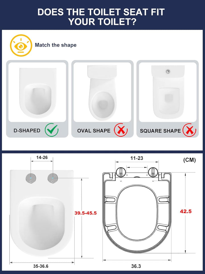 Toilettendeckel mit Absenkautomatik D-Form [KURZ],YEAUPE PRO WC Sitz mit Puller Lid,Toilettensitz mi