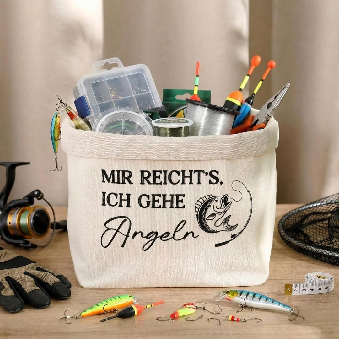 Sinmoe Geschenke für Angler MIR REICHT’S, ICH GEHE ANGELN Angel Zubehör Tasche Geschenkkorb Brotkorb
