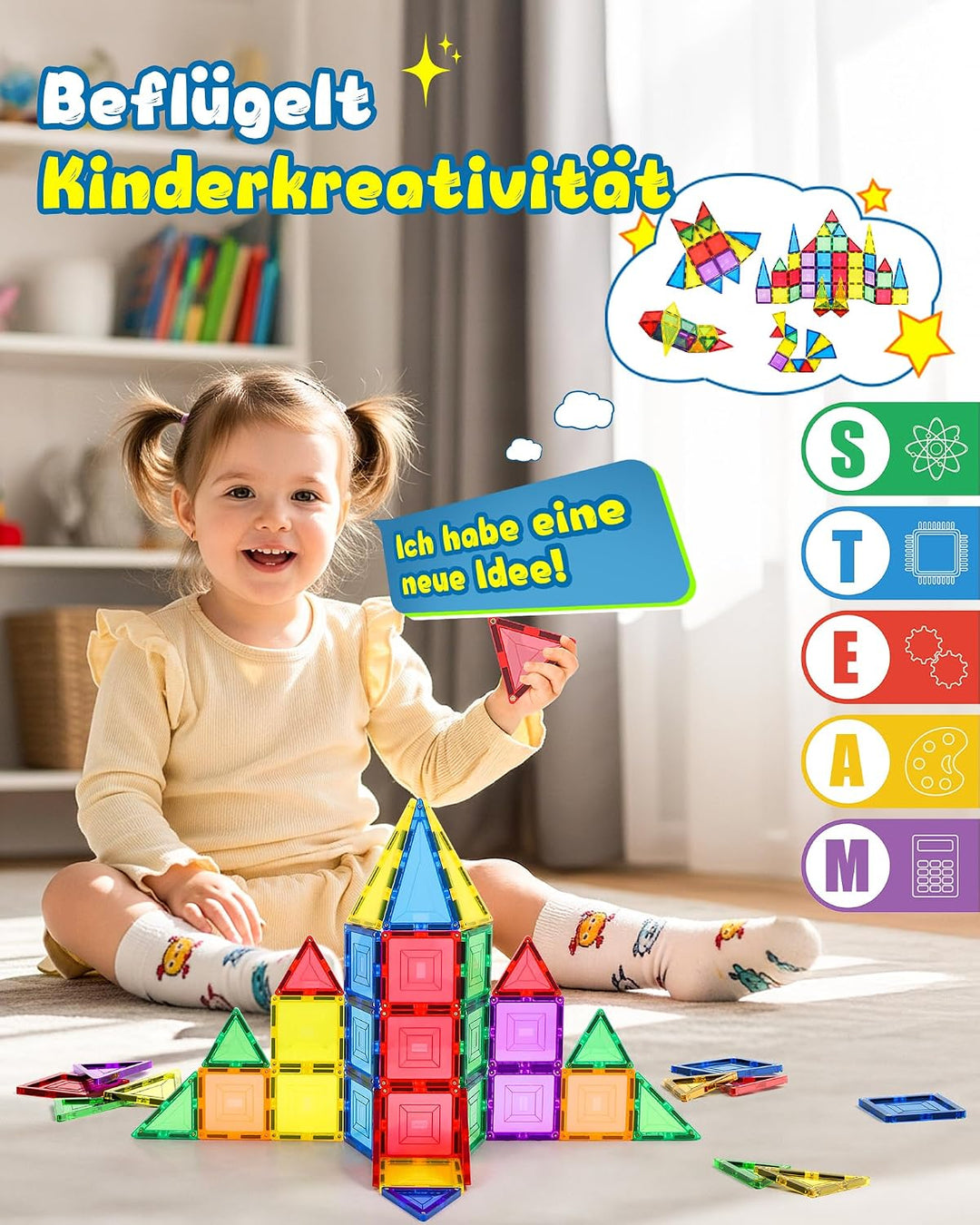 Loolinn | Magnetische Bausteine als Festtagsgeschenk für Kinder ab 3 Jahren - Sicher für Kinder, Nie