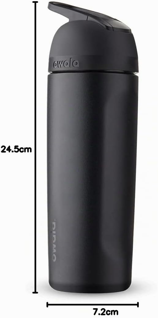 Owala Flip Isolierte Edelstahl Trinkflasche mit eingebautem Strohhalm, 560ml, Very, very dark Very,