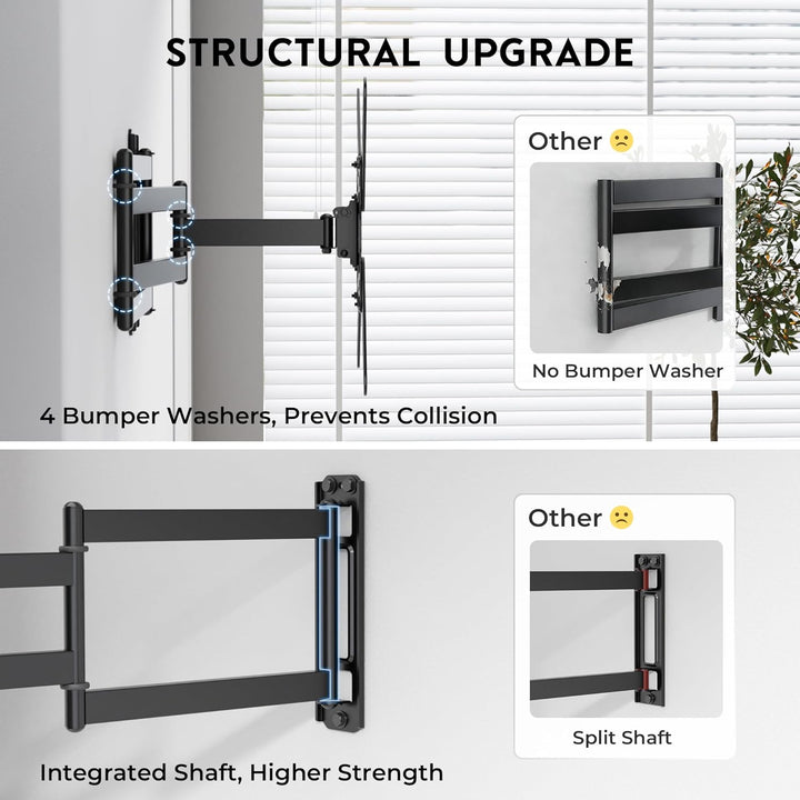 BONTEC Langarm TV Wandhalterung 950 mm Auszug für 26–65 Zoll Fernseher, voll bewegliche TV Halterung