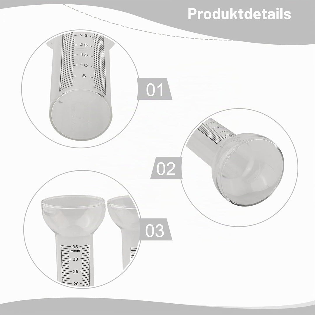 Regenmesser, 2 Stück, Ersatzglas für Outdoor-Regenmesser, 1mm bis 35mm, Niederschlagsmesser, Glas, R