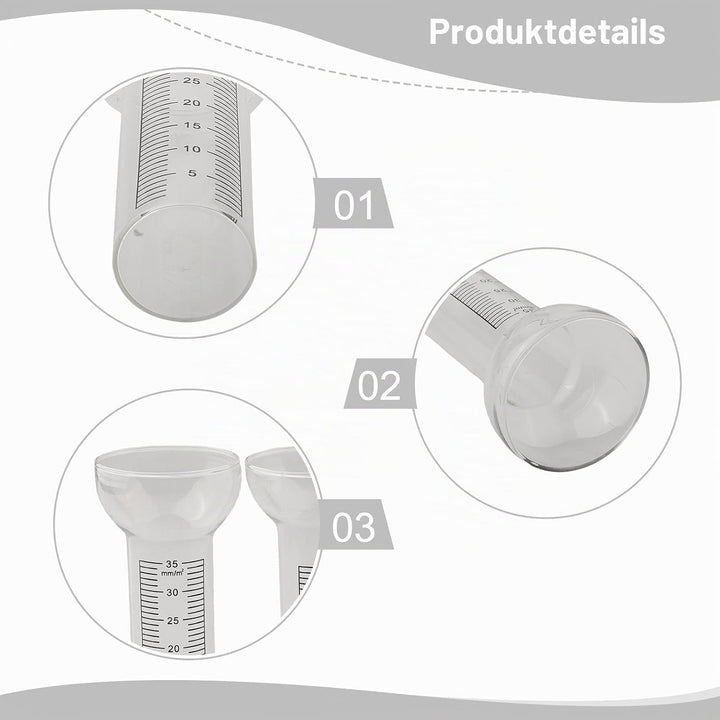 Regenmesser, 2 Stück, Ersatzglas für Outdoor-Regenmesser, 1mm bis 35mm, Niederschlagsmesser, Glas, R