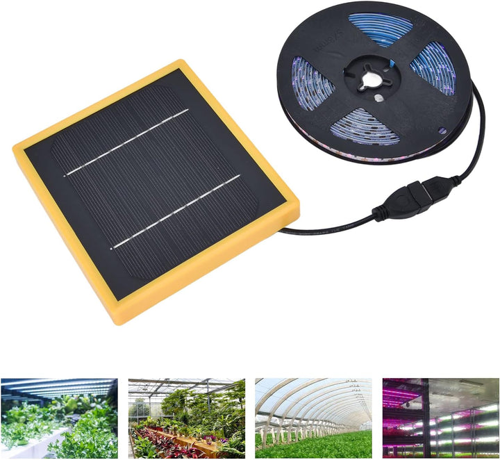 Solar Plant Grow Light Strips, 5 W LED Hoher Lichtstrom FöRdern das Wachstum, Solarpanel-Netzteil, L