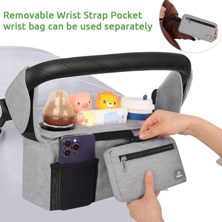 Philorn Kinderwagen Organizer mit Isolierten Getränkehalter/Kaffeehalter, Universal Buggy Kinderwage