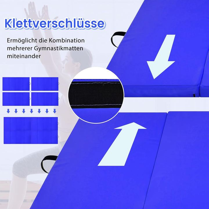 COSTWAY 240 x 120 x 5 cm Weichbodenmatte, Gymnastikmatte klappbar, Yogamatte mit Klettverschluss und