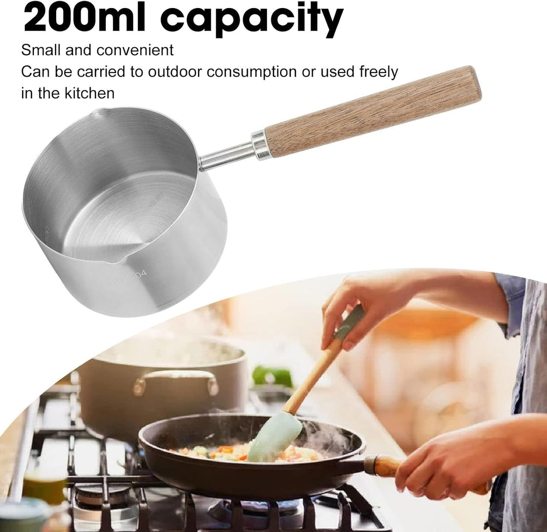 Mini-Kochtopf, Edelstahl-Kochtopf Tragbarer Milchbutterwärmer-Topf 200 Ml Kleine Sauce mit Ergonomis