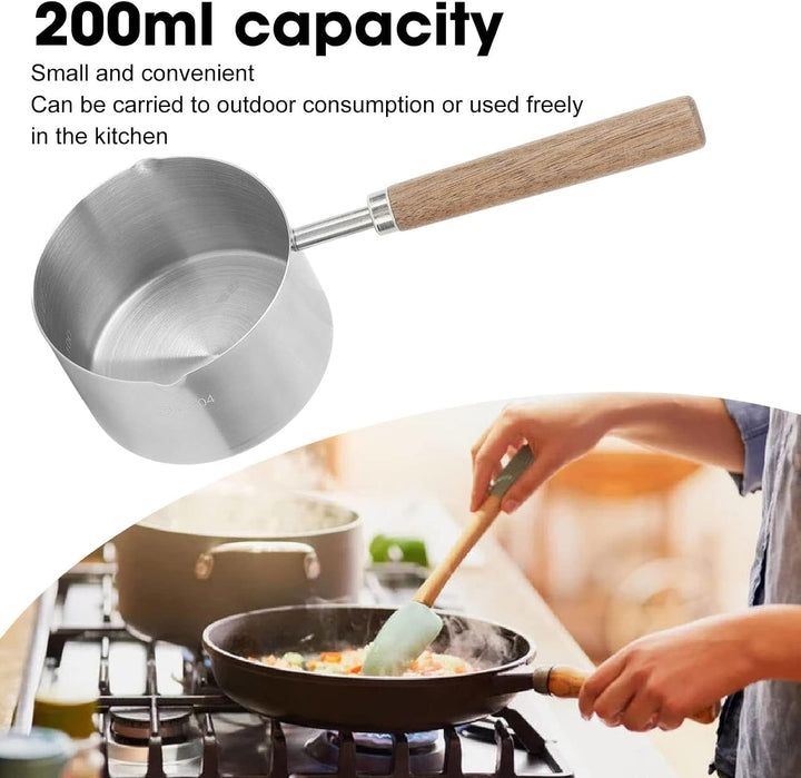 Mini-Kochtopf, Edelstahl-Kochtopf Tragbarer Milchbutterwärmer-Topf 200 Ml Kleine Sauce mit Ergonomis