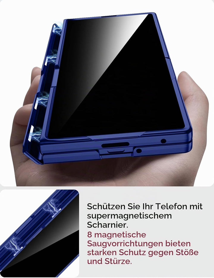 Miimall Kompatibel mit Samsung Galaxy Z Fold 7 Hülle mit Displayschutz Anti-SPY, [Magnetischer Schar