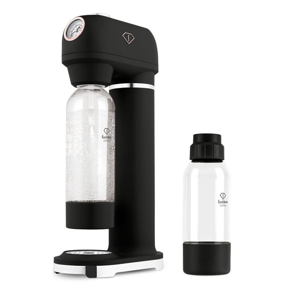FASHION by Berlinger Haus – SODABAR Wassersprudler + 2 Flaschen, Matt Schwarz – Roségold Kollektion