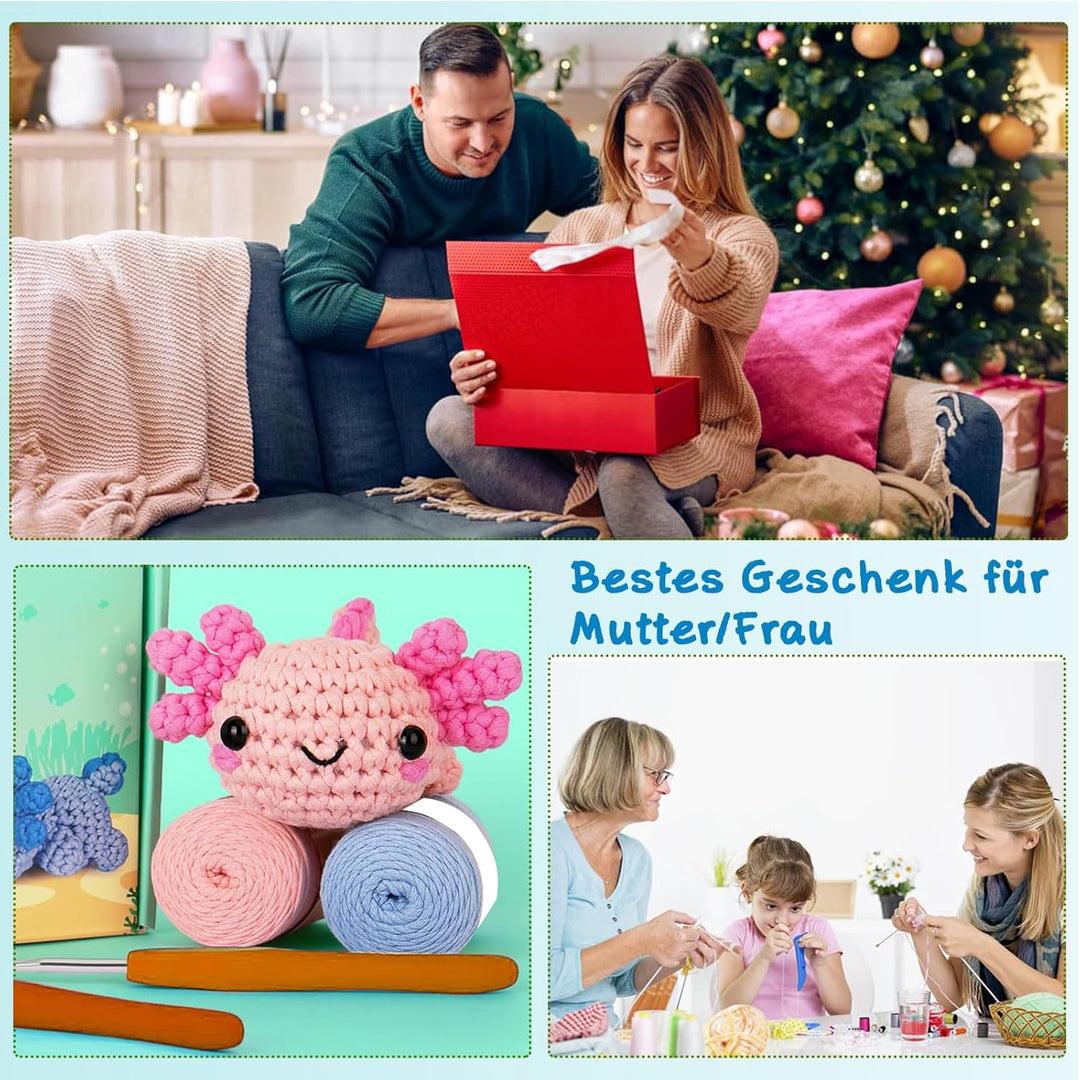 LYKTRIX Häkelset für Anfänger, 2Pack Häkelset Tiere und Strickset für Anfänger mit Videoanleitungen,