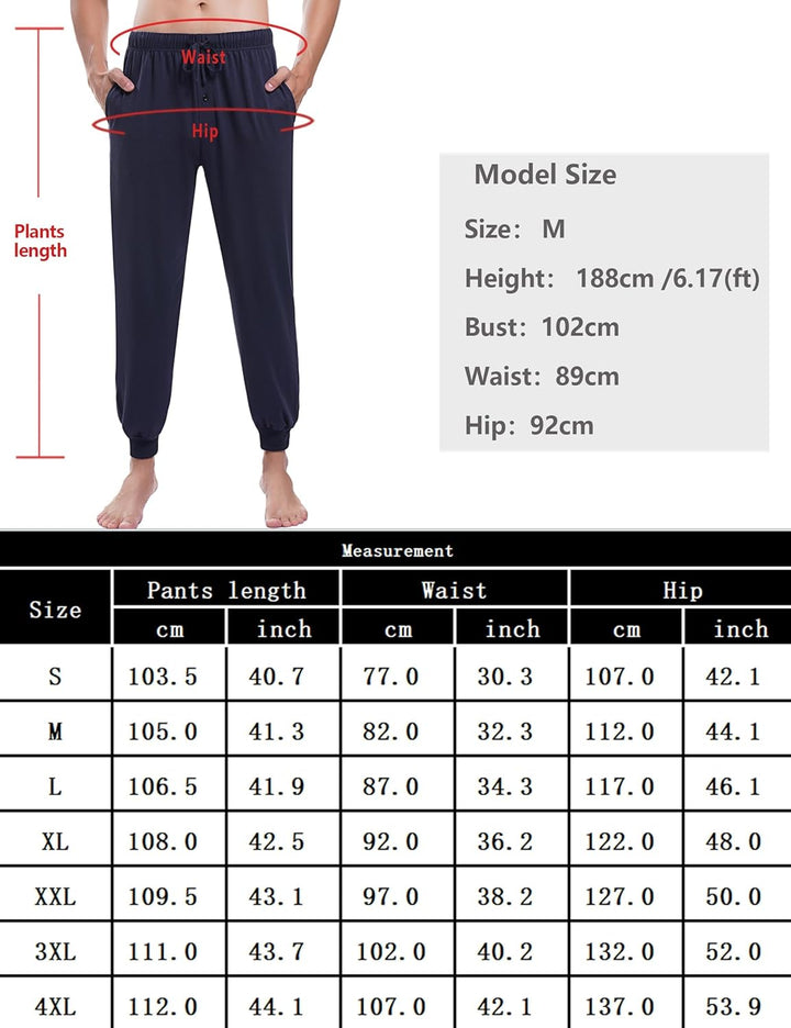 Marvmys Schlafanzughose Herren Lang mit Bündchen Einfarbige Pyjamahose für Männer Schlafhose Haushos