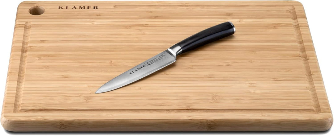 KLAMER Damast Allzweckmesser 13cm, scharfes Küchenmesser, Profi Kochmesser aus japanischem Stahl All