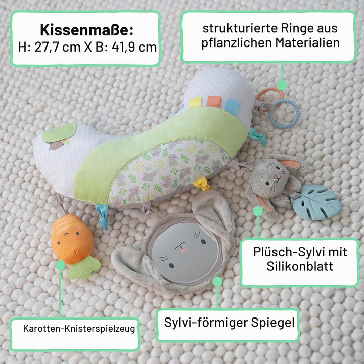 Ingenuity Cosy Prop Sylvi Bauchlage-Kissen, Multisensorisch, 4 abnehmbare Spielzeuge, 0+M - Plüschha