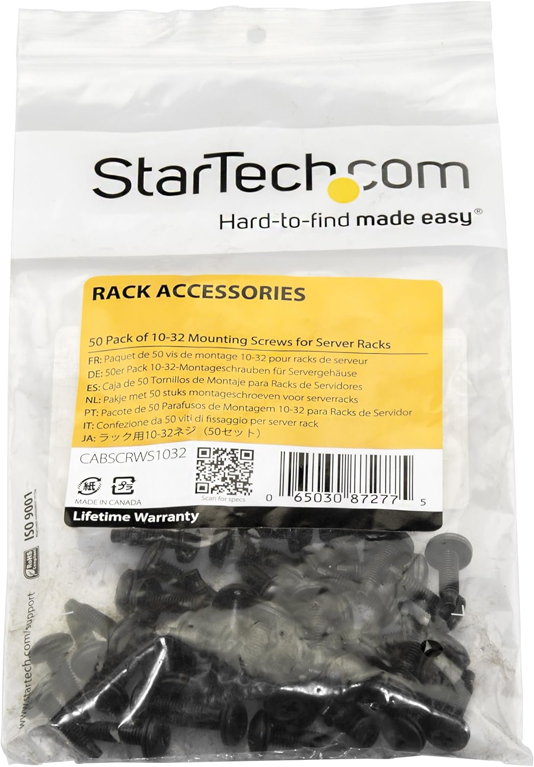 StarTech.com Server Rack Schrauben - 10-32 Schrauben - Netzwerk Rack Schrauben - 50 Pack Schwarze Be