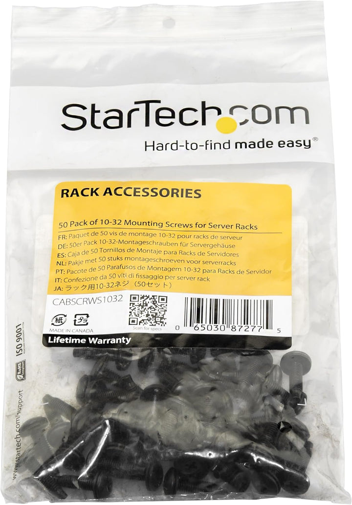 StarTech.com Server Rack Schrauben - 10-32 Schrauben - Netzwerk Rack Schrauben - 50 Pack Schwarze Be