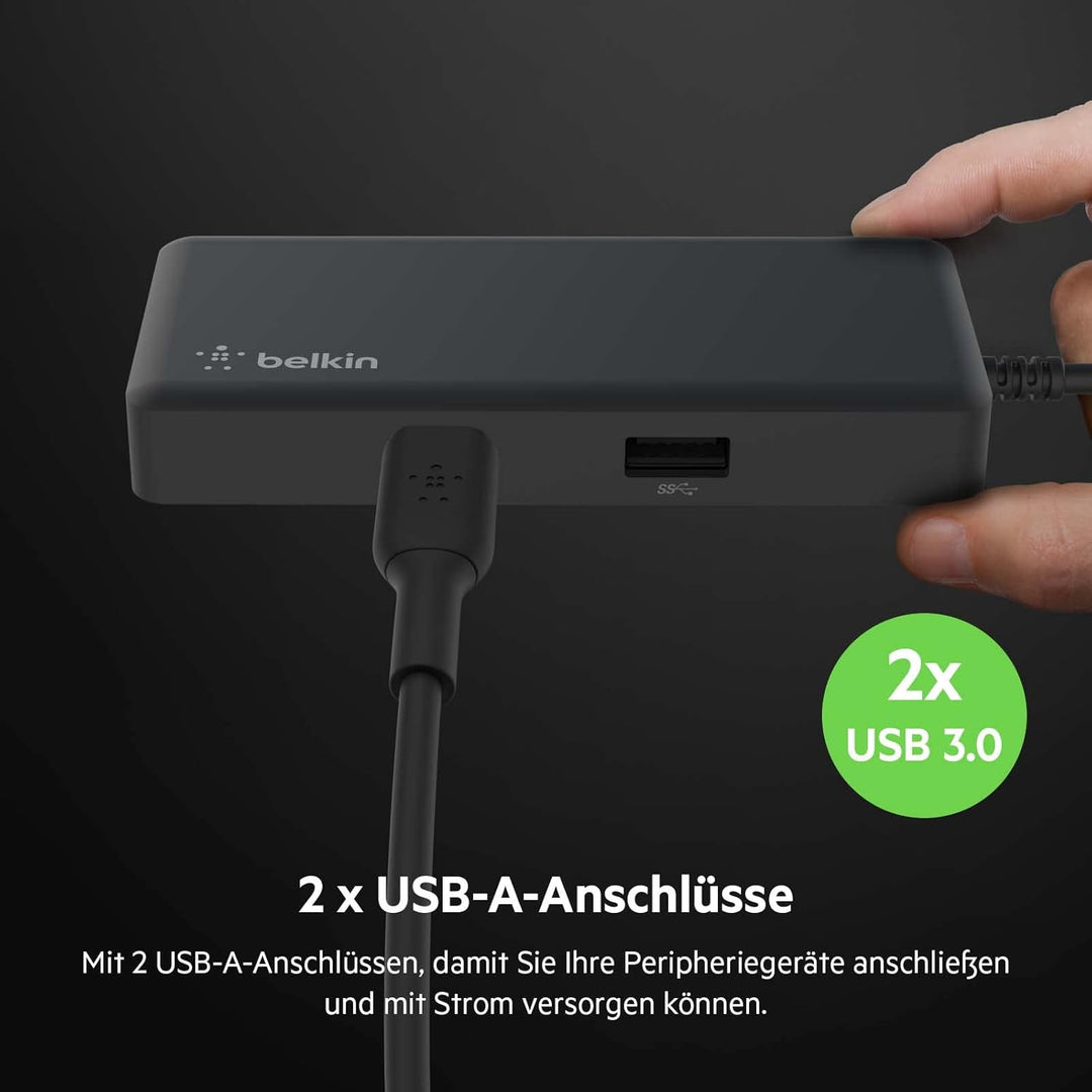 Belkin 5-in-1 Multiport-Hub-Adapter, optimiert für Chromebook mit 4K bei 60 HZ, HDMI-Port, USB-C, 86