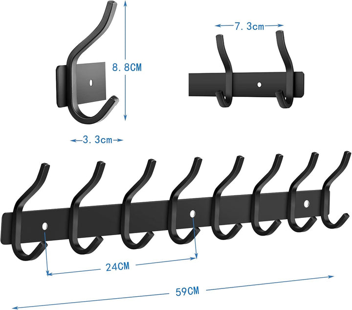 Garderobenhaken Edelstahl, Hakenleiste Kleiderhaken Wand mit 8 Haken, Garderobe Garderobenleiste Wan
