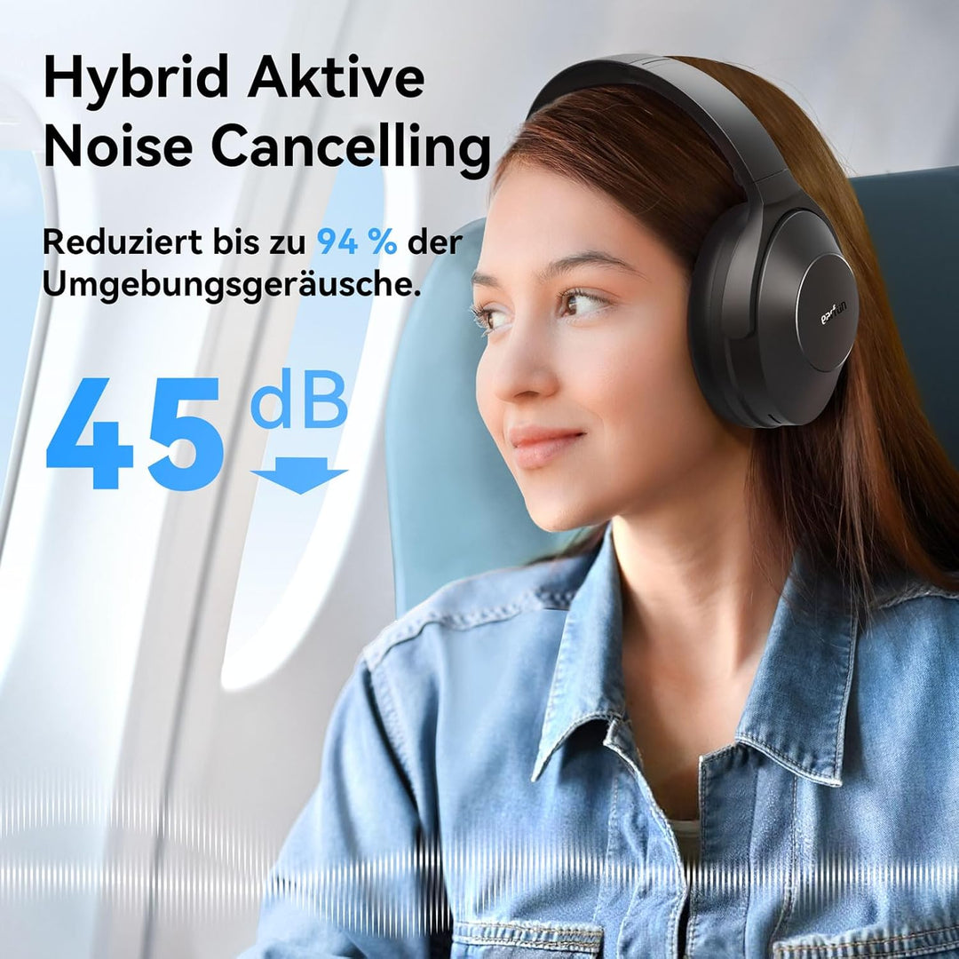 EarFun Wave Life Over-Ear Noise Cancelling Kopfhörer Kabellos, Bluetooth 5.4 Kopfhoerer mit Hi-Res K