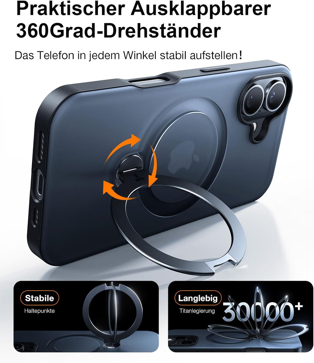 TORRAS 360° Ostand Spin für iPhone 16 Hülle für Magsafe (Magnetischer Robust Standring) Zertifiziert