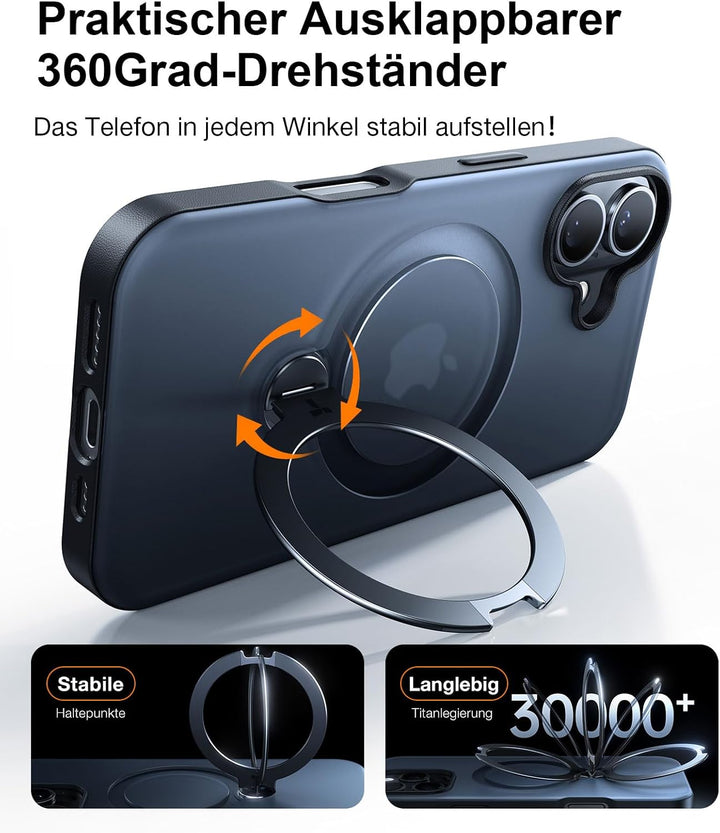 TORRAS 360° Ostand Spin für iPhone 16 Hülle für Magsafe (Magnetischer Robust Standring) Zertifiziert