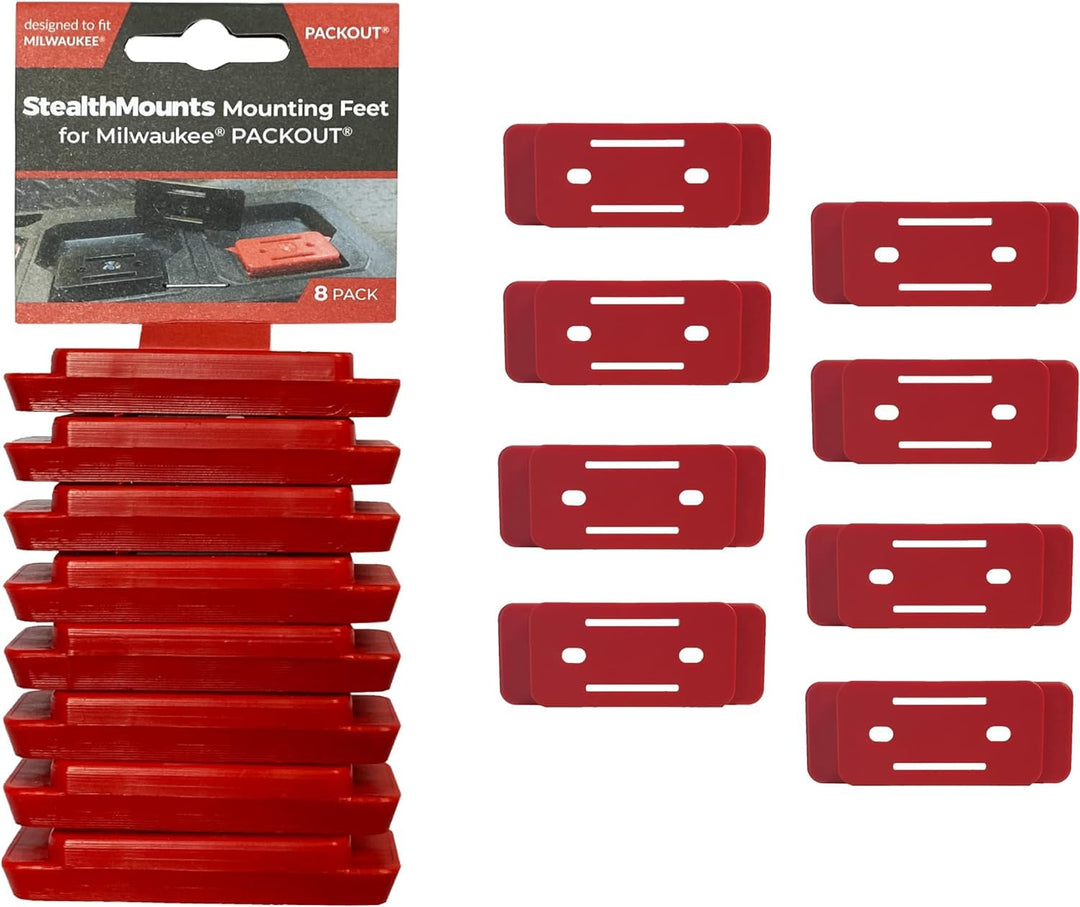 StealthMounts Montagefüsse für Milwaukee Packout System (Rot) | Robuste Befestigung für Werkzeugkoff
