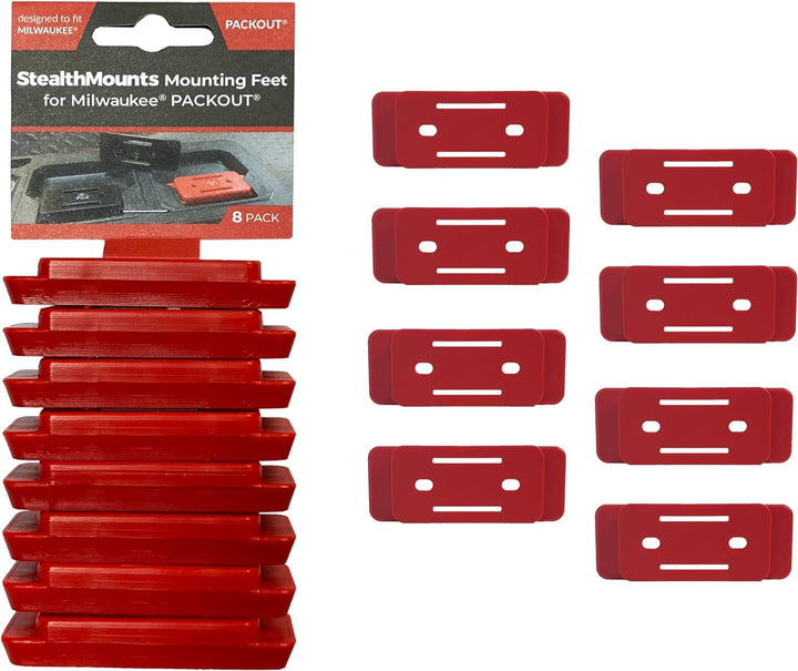 StealthMounts Montagefüsse für Milwaukee Packout System (Rot) | Robuste Befestigung für Werkzeugkoff
