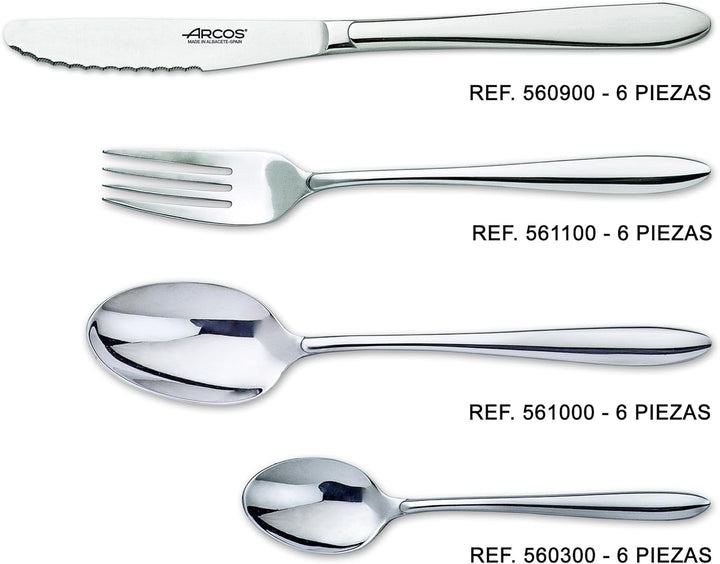 Arcos 562400 Serie Berlin - Geschenkbox Besteck-Set 24 Stück (6 Messer + 12 Löffel + 6 Gabel) - Mono