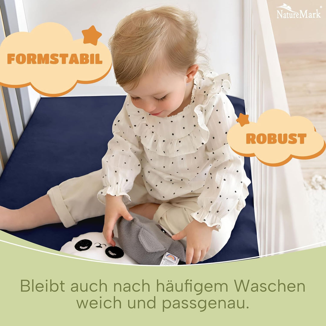 NatureMark Kinder Spannbettlaken 70x140 cm – Weiches Jersey, 100% Baumwolle, 2er Set für Babybett un
