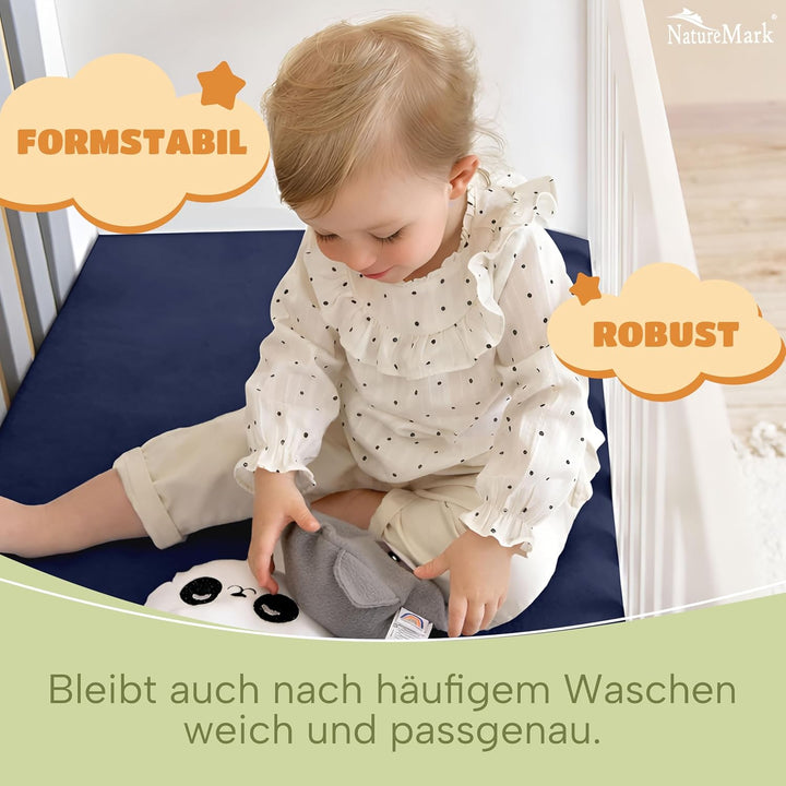 NatureMark Kinder Spannbettlaken 70x140 cm – Weiches Jersey, 100% Baumwolle, 2er Set für Babybett un