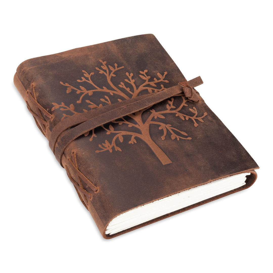 Leder Notizbuch Tree of Life | 240 Seiten aus blanko säurefreiem Baumwollpapier | 18x13cm Handgemach