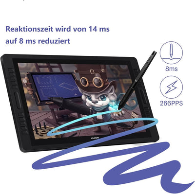 Grafiktablett mit Display HUION Kamvas Pro 22, 21,5 Zoll Grafikzeichnungsmonitor mit vollständig lam