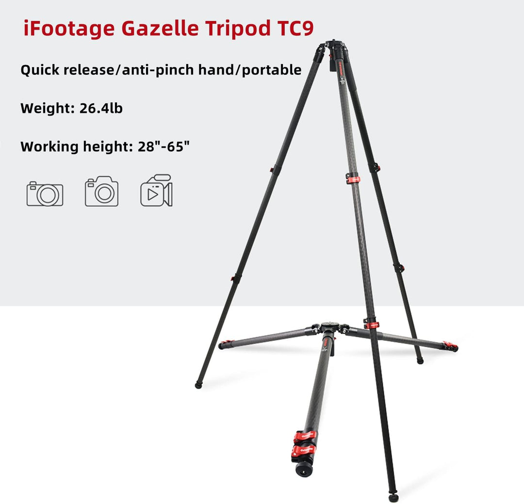 IFOOTAGE Gazelle TC9 Kamerastative,Kamera Stativ,Fotostativ,Stativ Kamera Flexibel,Basic-Einbeinstat