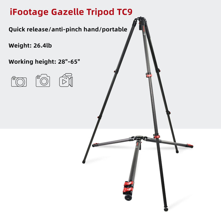 IFOOTAGE Gazelle TC9 Kamerastative,Kamera Stativ,Fotostativ,Stativ Kamera Flexibel,Basic-Einbeinstat