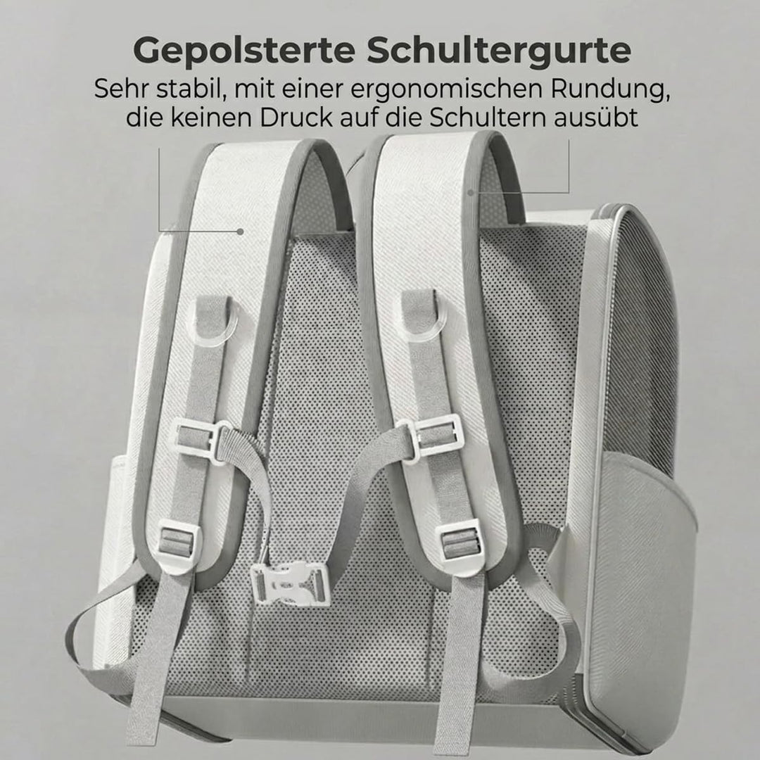 Katzenrucksack mit Fenster bis 10kg, Haustier Rucksack für Katzen Hunde, Belüftet & Ergonomisch mit