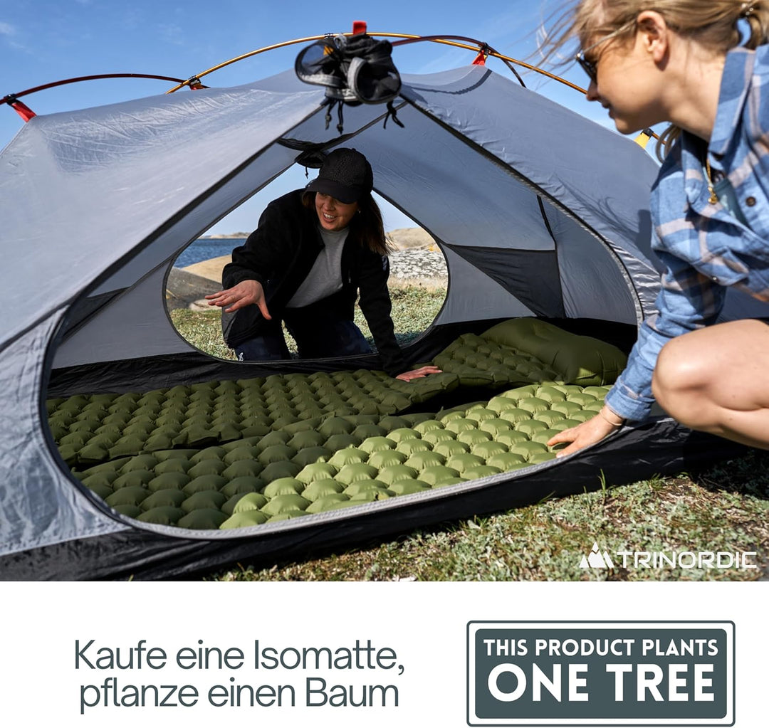 Trinordic 550g Ultraleichte Aufblasbare Isomatte - Mit Aufblasbarem Kissen - Camping Matratze mit Kl