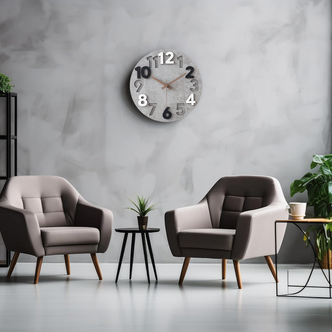 Stellarize Wanduhr Gross Ohne Tickgeräusche Modern Holz 3D Küchenuhr für Wohnzimmer Kinderzimmer Bür