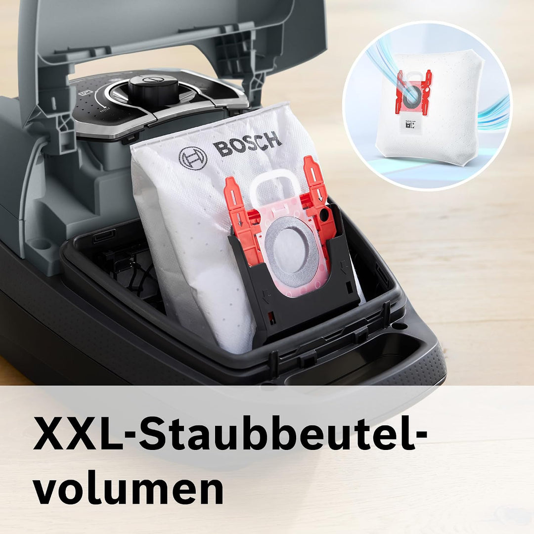 Bosch Staubsauger mit Beutel Serie 8, für Allergiker, Hygiene-Filter, 10 J. Motorgarantie, Hartboden