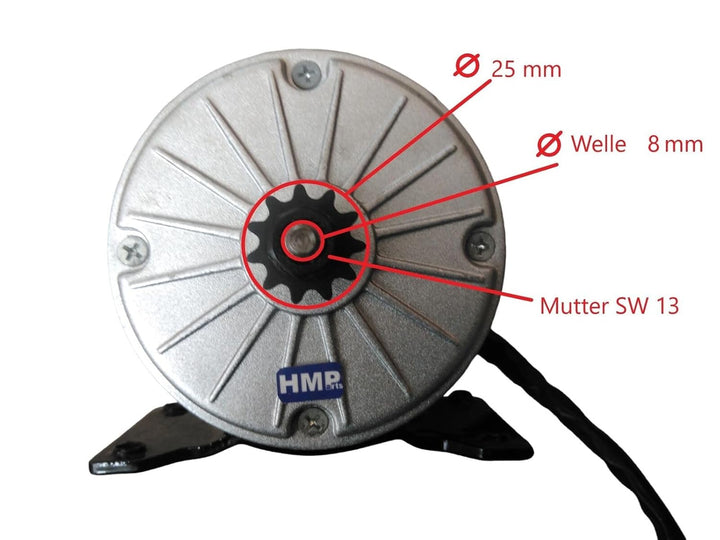 HMParts Elektro Motor - 24V 350W - 2750RPM - MY1016 - E Scooter/RC