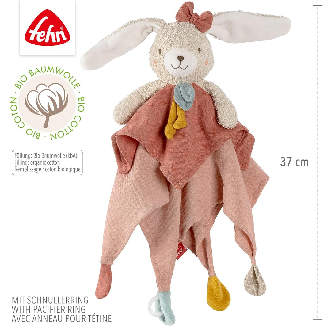 Fehn Schmusetuch Hase fehnNATUR - Spielkamerad & Stofftier-Schnuffeltuch mit Baumwolle aus kontrolli