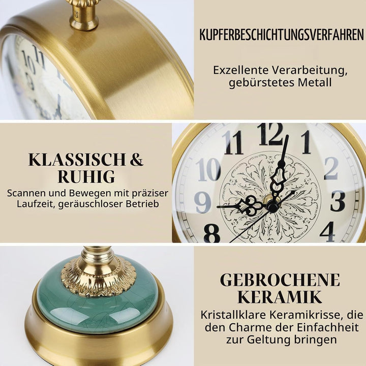 CISSIYOG Vintage Tischuhr Gold, Antike Metall Schreibtischuhr Batteriebetrieben für Kaminsims, Wohnz