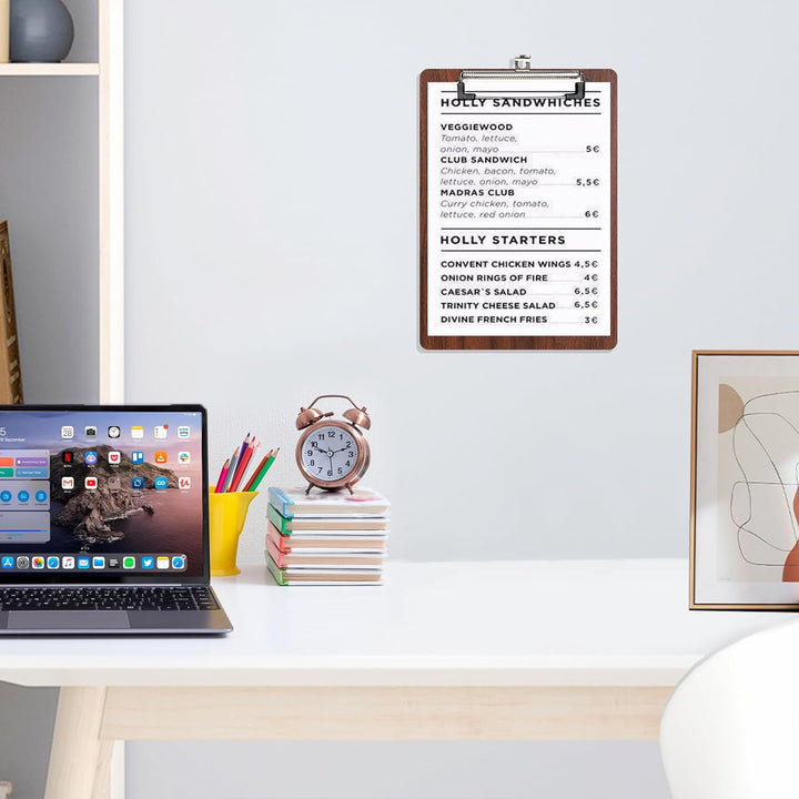 (8 Stück) Klemmbrett Holz A5,Schreibbrett Klemmbretter mit Metalklemme und Aufhängeose, Clipboard Sc