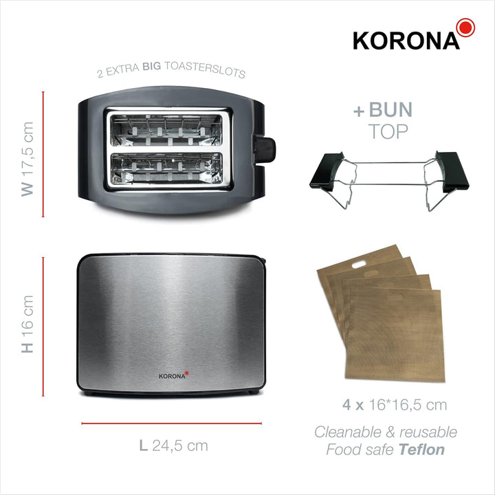 Korona 21250 Doppelschlitztoaster | Extra grosse Röstschlitze für American Sandwichtoasts | 4 wieder